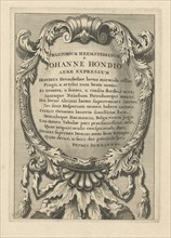 Cartouche with Latin text, Johannes Hondius, Pieter Burman, 1700 - 1799