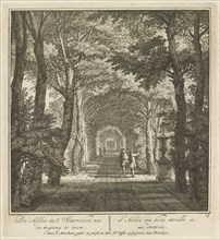Covered path given to the input / View of the park / Duck pond / Large pond, Isaac de Moucheron,