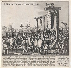 Coffin of Ledenberg on the gallows, Visscher (II), 1619