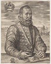 Portrait of a naval officer William Bloys van Treslong, Johannes Wierix, 1559 - before 1585