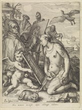 Allegory of perception, Jan Saenredam, Johannes Janssonius, 1595 - 1600