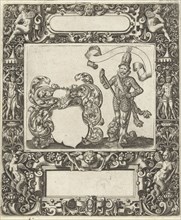 Picture frame with an elongated cartouche with rounded sides, print maker: Theodor de Bry, 1593