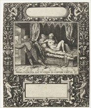 Picture frame with an elongated cartouche with rounded sides, Theodor de Bry, 1593