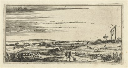 Landscape with gallows in Haarlem, The Netherlands, Esaias van de Velde, 1615 - 1616