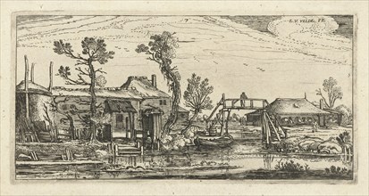Farm on a canal in Haarlem, The Netherlands, Esaias van de Velde, 1615 - 1616