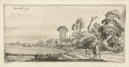 Landscape with a rider and a hiker on a path to Hillegom, Esaias van de Velde, 1615 - 1616