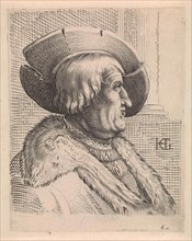 Portrait of an old man in profile with hat, print maker: Anonymous, Hendrick Goltzius, Claes Jansz.