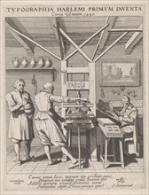 The invention of the printing press by Laurens Jansz. Coster, Haarlem, ca. 1440, interior of a book
