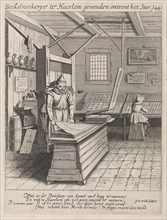 Interior of a book printer, Jan van de Velde, 1628