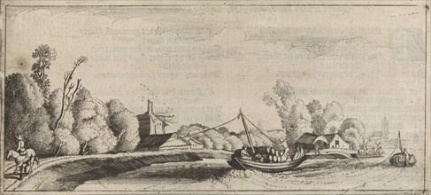 River view with barges, Jan van de Velde (II), Cornelis Willemsz Blaeu-Laken, 1627