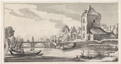 Village on a river, Jan van de Velde (II), 1639 - 1641
