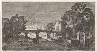 River view at sunset, Jan van de Velde (II), 1639 - 1641