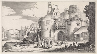 Figures at a gate, Jan van de Velde (II), 1639 - 1641