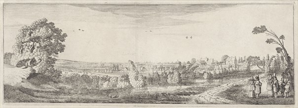 Company in an open landscape with Haarlem on the horizon, The Netherlands, Jan van de Velde (II),