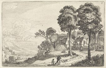 Travellers on a path to a village, Jan van de Velde (II), 1616