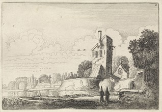 Landscape with fortress tower and chapel, Jan van de Velde (II), 1616