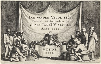 Figures in barrels and baskets, Jan van de Velde (II), 1616