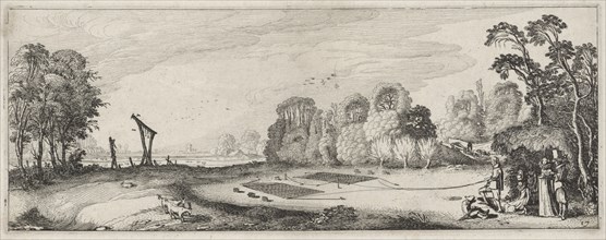 Landscape with bird catchers, Jan van de Velde (II), 1615