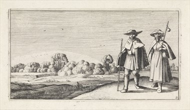 Two pilgrims in a landscape, Jan van de Velde (II), Anonymous, Claes Jansz. Visscher (II), 1603 -