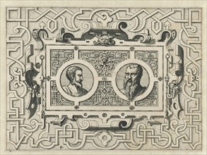 Cartouche surrounded by moresque motives, Johannes or Lucas van Doetechum, Hans Vredeman de Vries,