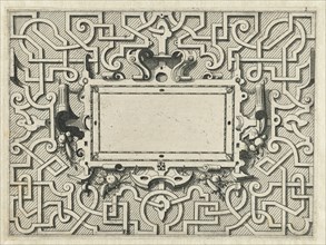 Rectangular cartouche surrounded by moresque motives, Johannes or Lucas van Doetechum, Hans