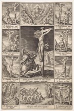 Christ on the cross and the lance carrier, print maker: Hieronymus Wierix, 1597 - 1619
