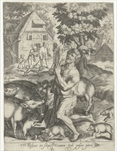 Prodigal son as a swineherd, Nicolaes de Bruyn, 1581 - 1656