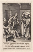 Miraculous healing by Ignatius Loyola of a man who hanged himself, Hieronymus Wierix, 1611 - 1615