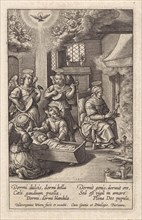Mary sleeping in her crib, Hieronymus Wierix, 1563 - before 1619, print maker: Hieronymus Wierix,