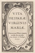 Cartouche with title, Hieronymus Wierix, 1563 - before 1619