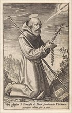 Landscape with St. Francis of Paola, Hieronymus Wierix, 1563 - before 1619