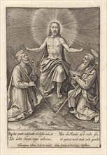 Risen Christ with Peter and Paul, Hieronymus Wierix, 1563 - before 1619