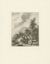 Soldiers drive a herd of cows on a bridge, print maker: Joannes Bemme, Dirk Langendijk, 1803