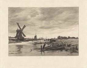 Landscape with windmills along a canal, Willem Steelink (II), 1888