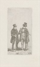 Two men with cane and top hat, Christiaan Wilhelmus Moorrees, 1811-1867