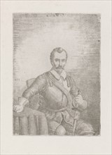 Seated man in armor with sword, Christiaan Wilhelmus Moorrees, 1811 - 1867