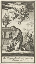 Kneeling man in prayer, Jan Luyken, Barent Bos, 1714