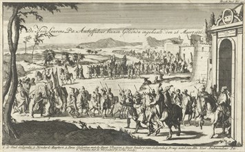 Governor Laurens Pit the Younger received in Golkonda India, Jan Luyken, Jan Claesz ten Hoorn, 1693