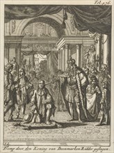 Cornelis Tromp knighted by the King of Denmark, 1676, Jan Luyken, Timotheus ten Hoorn, Jacob van
