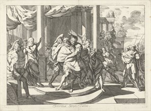 Servian Tullius, King of Rome, killed, Caspar Luyken, 1698 - 1708