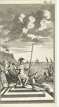 Amazon amid weapons, Jan Luyken, Barent Beeck, 1691