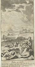 Landscape with figures suffering from the plague, Jan Luyken, Paulus Strobach, 1691
