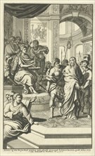 Pilate washes his hands in innocence, Jan Luyken, Wilhelmus Goeree (I), 1690