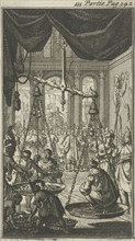 King of Delhi weighed on his birthday, Jan Luyken, Charles Angot, 1689
