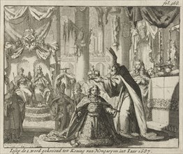 Coronation of Joseph I King of Hungary, 1687, Jan Luyken, Jurriaen van Poolsum, 1689