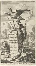 Bellona armed with sword and spear, above her an eagle flies with a crown in its clutches, Jan