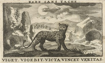 Panther in a landscape, Jan Luyken, Jan Claesz ten Hoorn, 1689