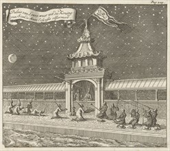 King of Siam (Thailand) observes the lunar eclipse from his palace, Jan Luyken, Aart Dircksz