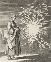 Woman walks quietly past Satan, Jan Luyken, Pieter Arentsz II, 1687