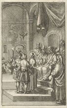 Christ before Caiaphas, Jan Luyken, Aart Dircksz Oossaan, 1684